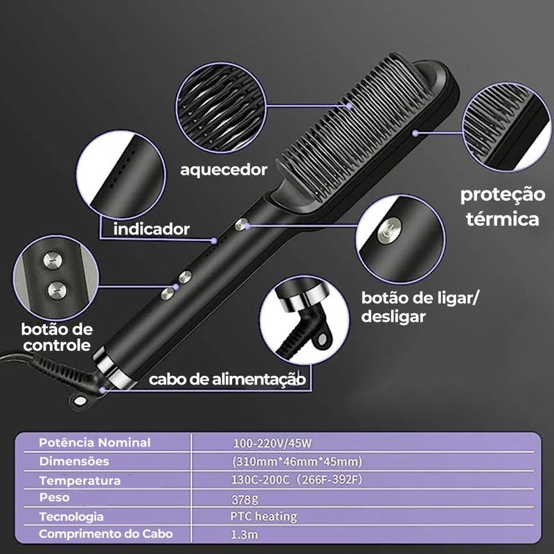 Escova Modeladora EasyLiss Premium 3 em 1 – Proteção Anti-Queimadura
