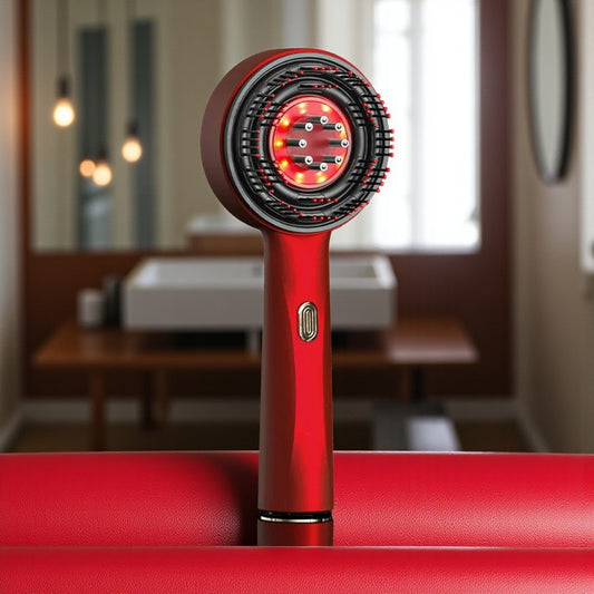 Escova Massageador 3 em 1 - Luz Vermelha + Aplicador Spray