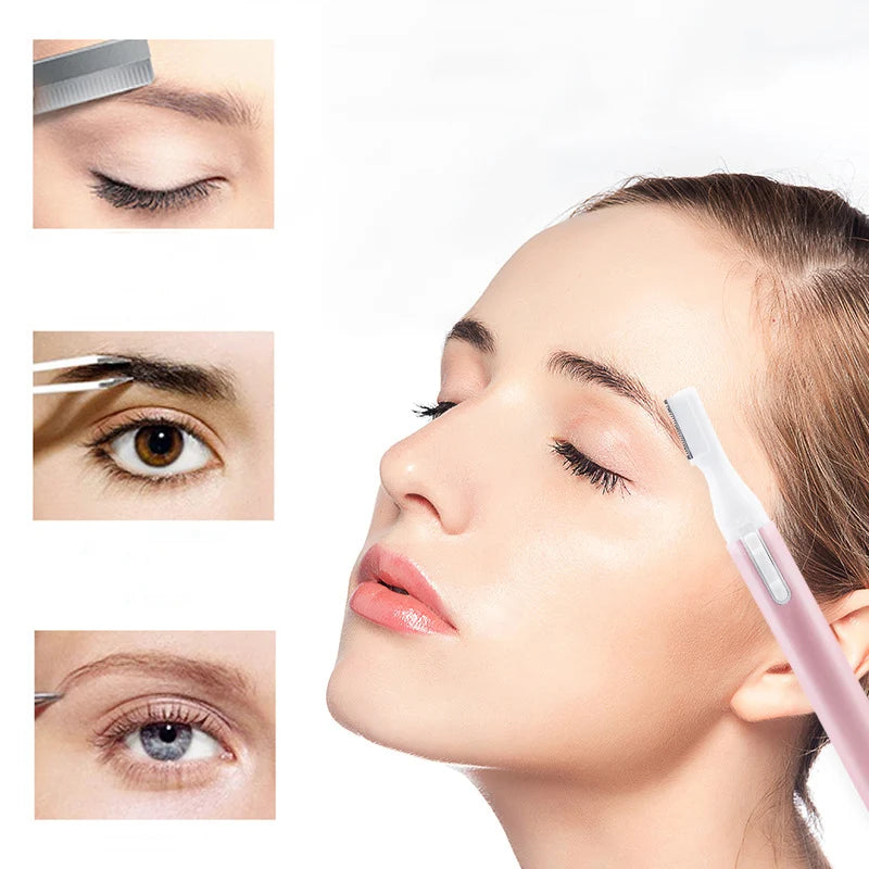 Mini Aparador Feminino 2 em 1 – Corta Sobrancelha e Pelos Faciais com Precisão