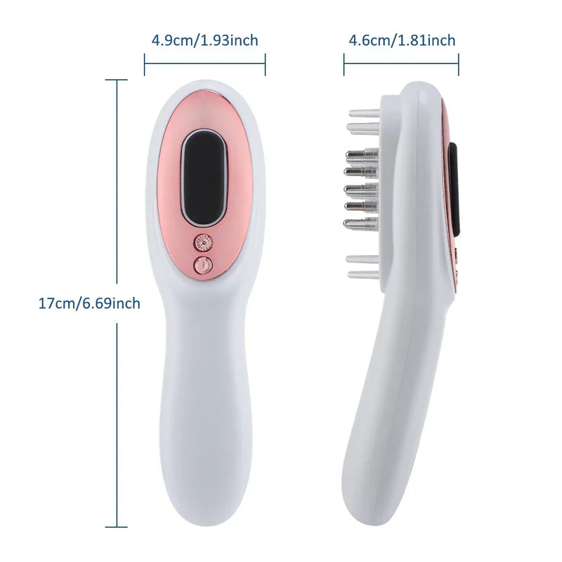Escova Massageadora LED Azul-Vermelha Estimula Crescimento
