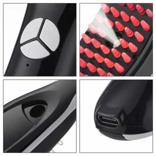 Escova Capilar com Luz Azul e Vermelha + Spray Íon Negativo