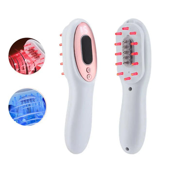 Escova Massageadora LED Azul-Vermelha Estimula Crescimento