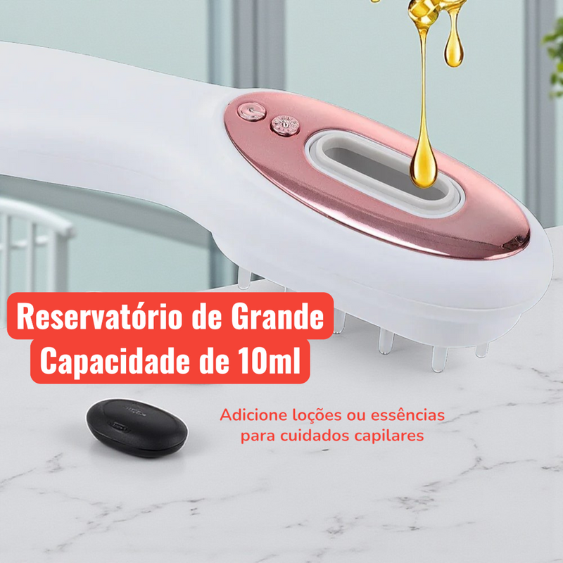 Escova Massageadora LED Azul-Vermelha Estimula Crescimento