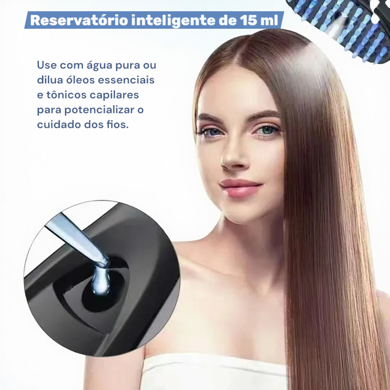 Escova Capilar com Luz Azul e Vermelha + Spray Íon Negativo
